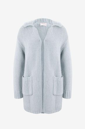 Hemisphere Dicker offener Cardigan aus Kaschmir und Baumwolle mit Hemdkragen