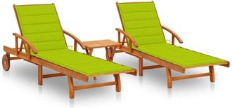 vidaXL Vidaxl - Tumbonas Con Mesa Y Cojines 2 Uds Madera Maciza De Acacia