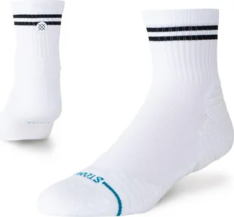 Stance Lined Up Quarter Socks in White at Nordstrom, Size Large