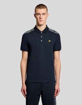 Lyle & Scott Mens Lyle & Scott Check Panelled Polo Shirt - Dark Navy - Size: 38