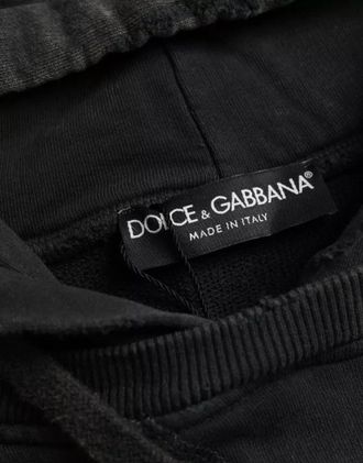 Dolce & Gabbana Mens Black Cotton Hooded Short Sleeves Cropped T-Shirt