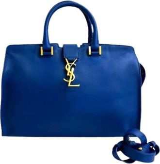 Saint Laurent Pre-owned Handbags, female, Blue, Size: ONE SIZE Pre-owned Downtown Cabas