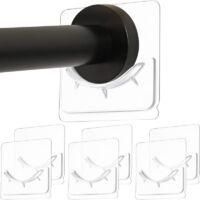 OEM Soporte Adhesivo De Pared Para Barra De Cortina De Ducha, No Requiere Taladrar, Transparente (barra De Cortina De Ducha No Incluida). - Crezuo