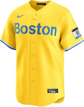 Nike Boston Red Sox City Connect Nike Mens Dri-FIT MLB Limited Jersey in Yellow | LM25BQCGBQ-1U2