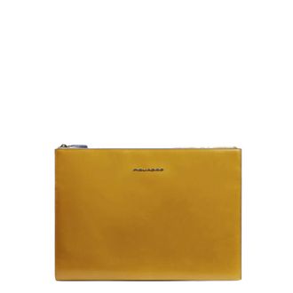 Piquadro Leren iPad Pro 12.9 Clutch - unisex - Tassen - Geel - Maat: ONE Size Leer