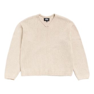 St&uuml;ssy Roll V Neck Sweater Oatmeal 117289-OATM