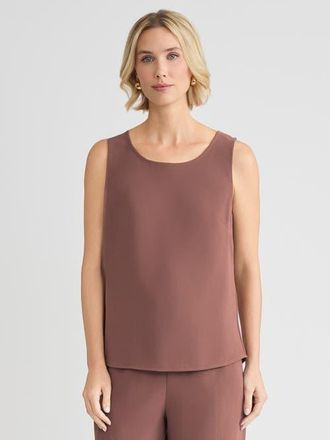 Misook Classic Crepe de Chine Tank Top in Brown at Nordstrom, Size Xx-Large