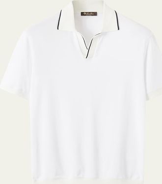 Loro Piana Mens Tremezzo Cotton Johnny Collar Polo Sweater