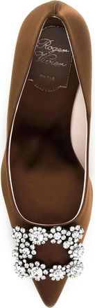 Roger Vivier Womens Satin Pumps Efflorescence Cacao Silk High Heel Shoes