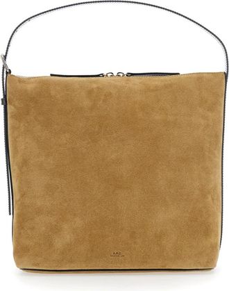 A.P.C. Beige Su&egrave;de en Gladleren Tas - Dames - Handtassen - Beige - ONE Size - Su&egrave;de - Tassen