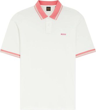 HUGO BOSS Tops, Heren, Wit, L, Orange Polo