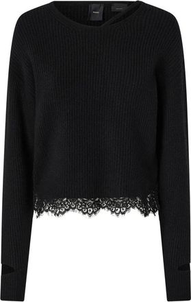 Pinko Casual Zwart Wollen Blend Sweatshirt - Dames - Ronde hals truien - Zwart - L - Wol - Truien & Vesten
