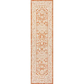 Jonathan Y Designs Sinjuri Medallion Textured Weave Indoor/Outdoor Area Rug in Orange/cream at Nordstrom, Size 3Ft 0In X 5Ft 0In