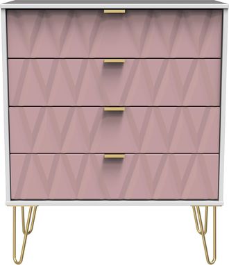 Welcome Furniture Glitz Ready Assembled 4 Drawer Chest in Kobe Pink & White - Welcome Furniture | TJ Hughes