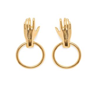 LADY GREY Womens Hand Hoop Earrings In Gold