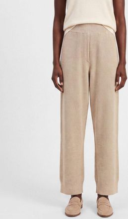 Brunello Cucinelli Pantaloni a gamba dritta in puro cashmere con vita alta elasticizzata