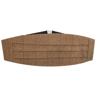 King & Priory Brown Herringbone Check Tweed Cummerbund