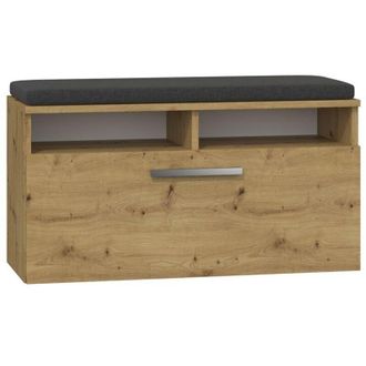 Topeshop Topeshop - Rivi - Mueble Zapatero Con Asiento Y Almacenaje - Puerta Basculante - Dimensiones: 46x85x35 - 6 Estantes - Artesanal