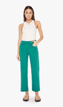 Mother Rambler Zip Ankle Jeans In Teal Green