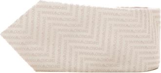 Emporio Armani Logo Zijden Stropdas Tong - Heren - Stropdassen - Beige - ONE Size - Accessoires