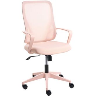 Beliani Office Chair Pastel Pink Fabric Mesh Upholstery Swivel Desk Computer Adjustable Seat Reclining Backrest LUMA