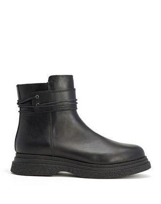 8 by YOOX LEATHER PLATFORM ANKLE BOOTS WITH STRING DETAILS