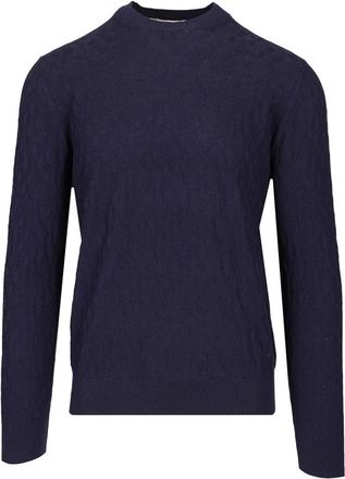 Ballantyne Katoenen en Kasjmier Trui - Heren - Ronde hals truien - Blauw - 2XL - Katoen - Truien & Vesten