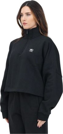 adidas Hoodies & sweatvesten, Dames, Zwart, M, Zwarte half-zip trui Essentials