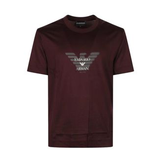 Emporio Armani Graffiti Eagle Logo Print T-shirt - Heren - Tops - Bruin - Maat: M Katoen