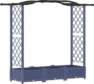 vidaXL Cama Elevada Con Trellis Y Techo Gris 169 X 40 X 123 Cm Pp Vidaxl