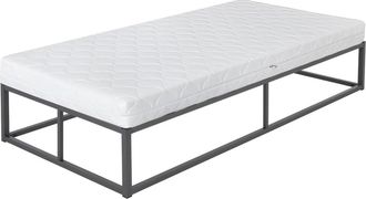 ML Design Cama de estructura metalica antracita 90x200cm con colchón