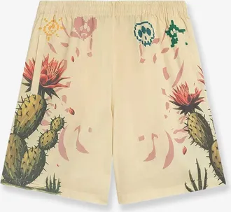 Barrow Mens Cotton Bermuda Shorts With Cactus Print White