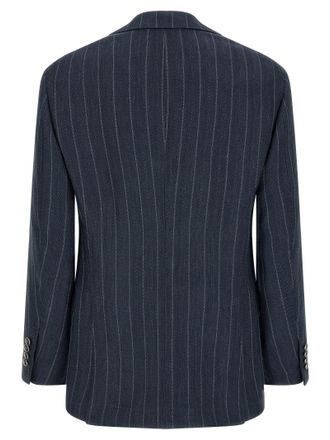 Brunello Cucinelli Mens Blue Hemp Blazer Clothing
