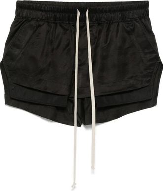 Rick Owens Korte Broeken, Dames, Zwart, M, Katoen, Zwarte Hoog Gesneden Trekkoord Shorts