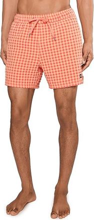 Saxx Underwear Oh Buoy 2-in-1 5 Volley Mens Swimwear Peach Gingham : 2XL, Polyester/Mesh/Elastane