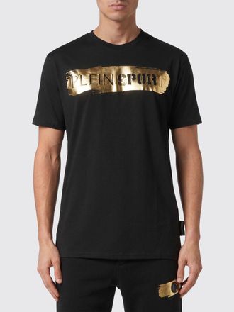 Plein Sport T-shirt slim fit in cotone con logo laminato a contrasto