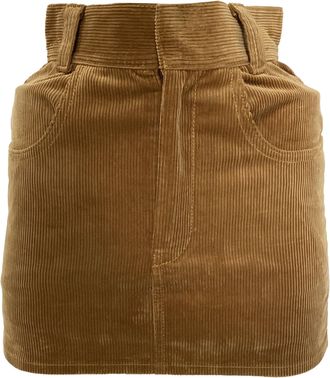 Re/Done Re/Done High-Rise Mini Skirt in Brown Corduroy