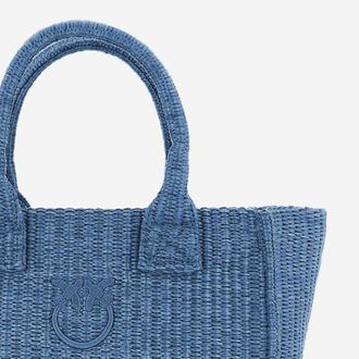 Pinko Womens Shopping Bag Raffia Light Blue Polypropylene Shoulder