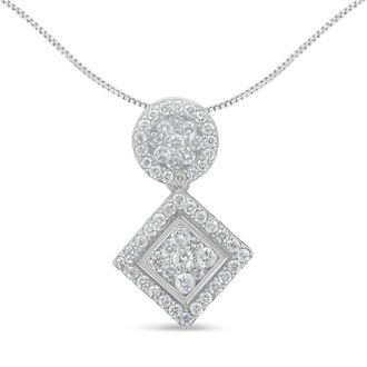 House of Brilliance 14K White Gold 1 cttw Diamond Pendant Necklace