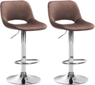 Clp Clp - Set De 2 Taburetes De Bar Camden En Terciopelo Marr&oacute;n Metal Cromado