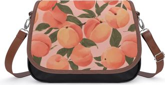 Generic Fresh Peach Fruits Small Womens Crossbody Bags Shoulder Handbag with Adjustable Strap for Travel