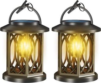 OEM Faroles Solares Para Exteriores, Crea Ambientes Con Luz Artificial, Resistente Al Agua Ip65, Paquete De 2, Blanco C&aacute;lido
