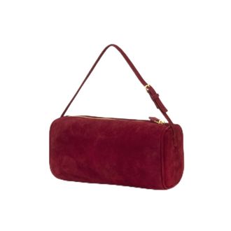 Generic Compatible For Mini Suede Handbag Real Leather Square Pen Container Bag Women(Red)