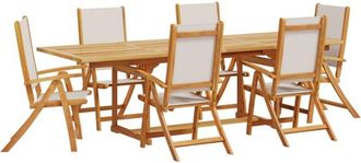 vidaXL 7 Piece Garden Dining Set Solid Wood Acacia and Textilene vidaXL