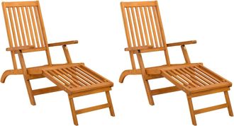 vidaXL Recliner Y Tumbona Plegable 2 Uds. Madera De Acacia S&oacute;lida Vidaxl