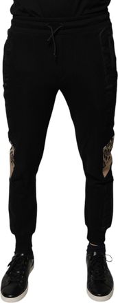 Dolce & Gabbana Mens Leopard Print Slim Fit Jogger Black Polyester Cotton Nylon