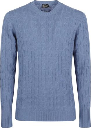 Drumohr Truien & Vesten, Heren, Blauw, 2Xl, Wol, Rondgebreide wollen trui met ronde hals