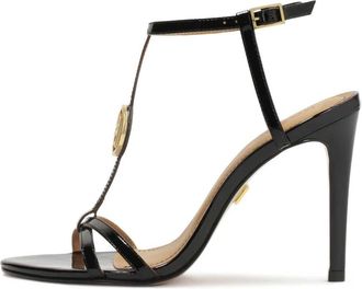 Kazar Zwarte gelakte sandalen met hak - Dames - Sandalen met hakken - Zwart - 37 EU - Leer - Schoenen