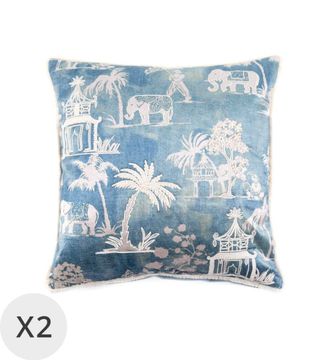 Moycor Set 2 cojines terciopelo palmeras 45 x 45 cm