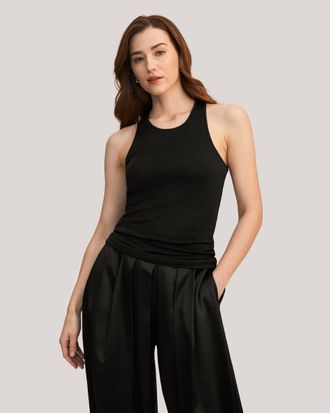 LilySilk Spartium Racer-Back Silk Jersey Tank for Women